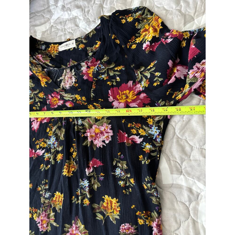 Natural Life Rowan Black Floral Midi Dress Medium - Picture 7 of 9